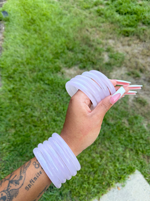 Glass Jade Bangle - Pink