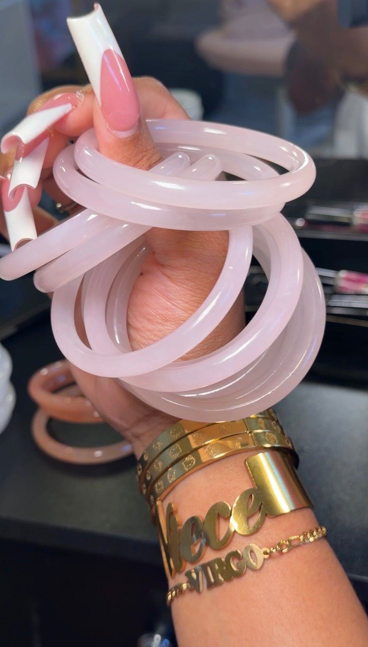 Glass Jade Bangle - Pink