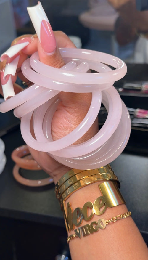 Glass Jade Bangle - Pink