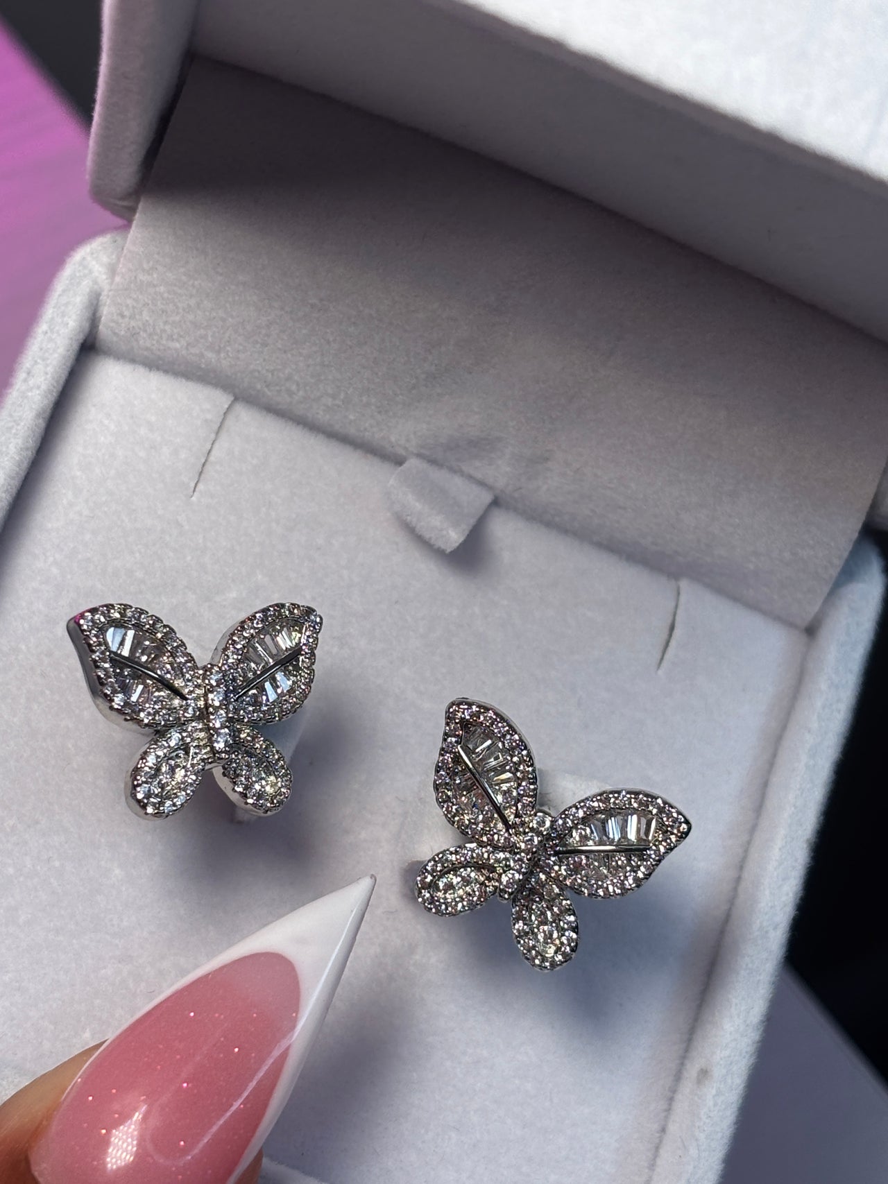 Diamond Butterfly Studs