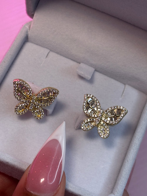Diamond Butterfly Studs