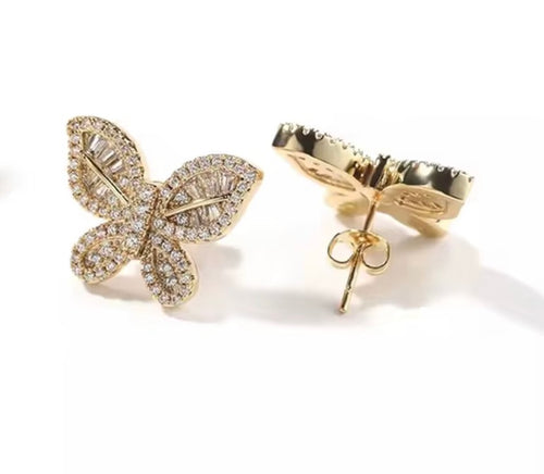 Diamond Butterfly Studs