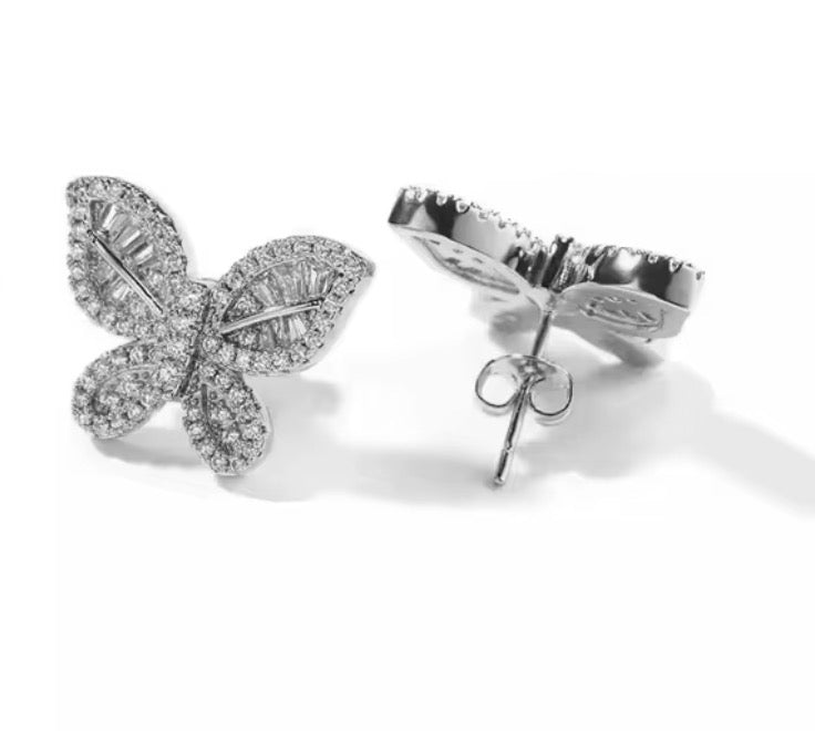 Diamond Butterfly Studs