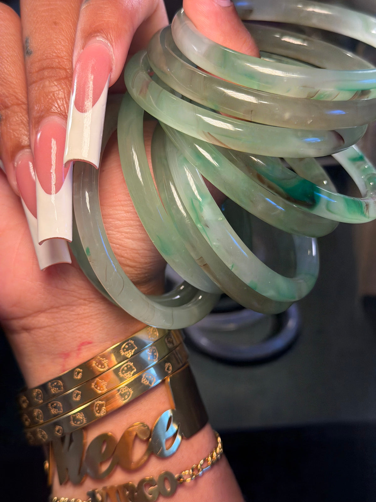 Glass Jade bangle - Green