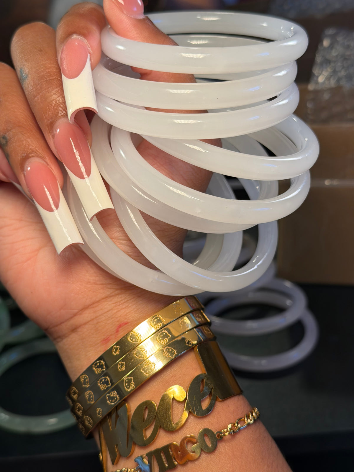 Glass Jade Bangle - Cloud