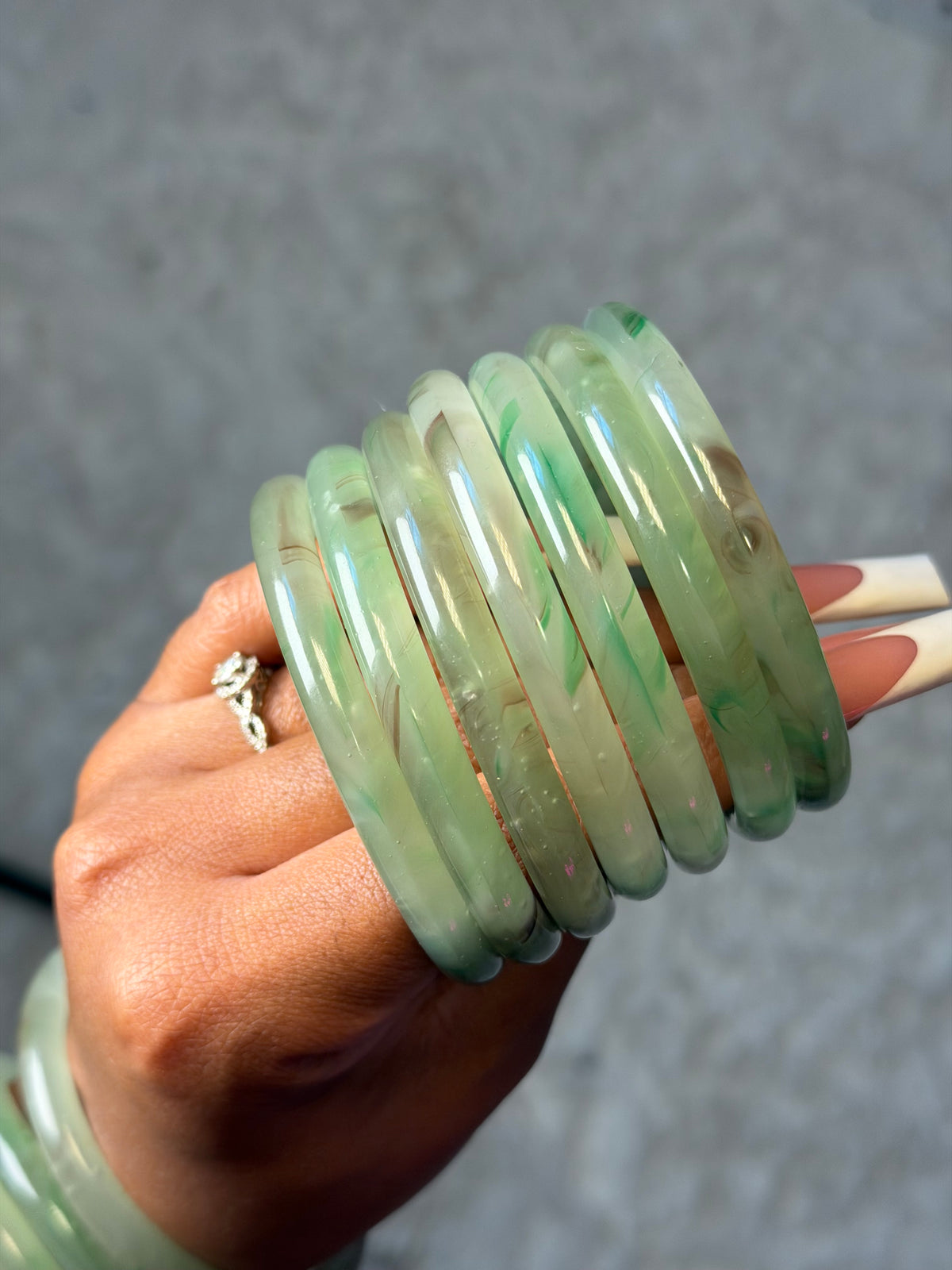 Glass Jade bangle - Green