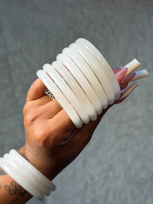 Glass Jade Bangle - Cloud