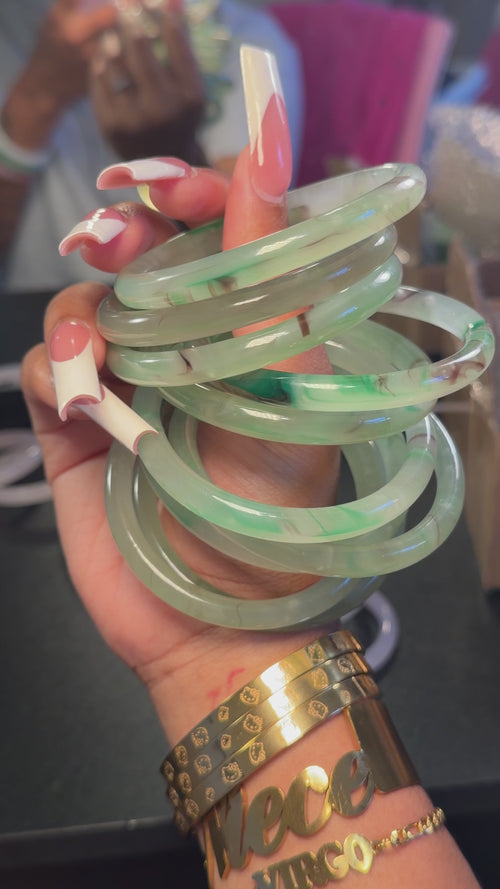 Glass Jade bangle - Green