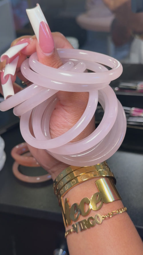 Glass Jade Bangle - Pink